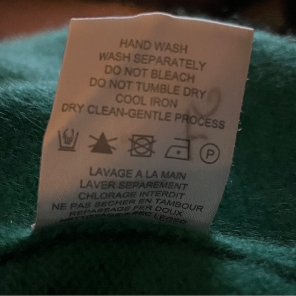 Kirna Zabete 100% Cashmere V Neck Sweater Green Women’s Large - Picture 7 of 8